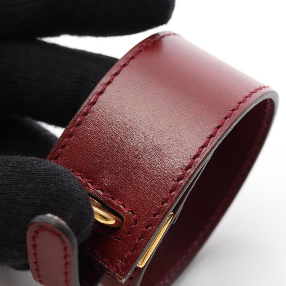 Hermes Artemis Bracelet, □E stamp, Gold Plated Leather, Women's, Red - Picture 7 of 9